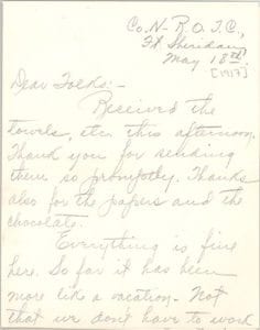 The front of Mortimer’s May 18 letter to his parents.