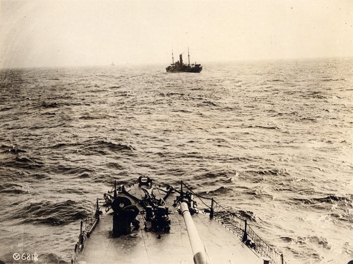 This Army Signal Corps photo provides the view from a ship crossing the Atlantic.