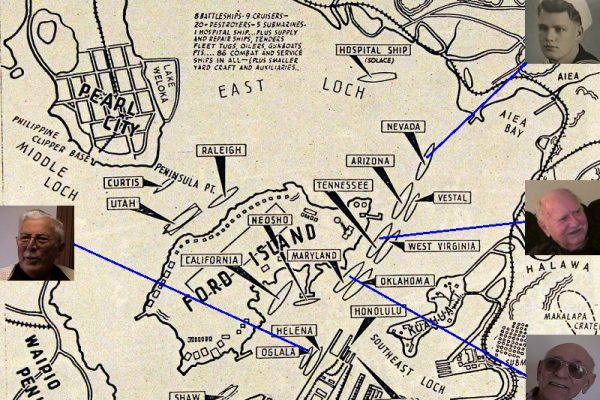 December 7, 1941 Attack on Pearl Harbor map with photos of veterans