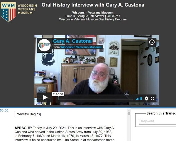 Image of Gary Castona's OHMS page