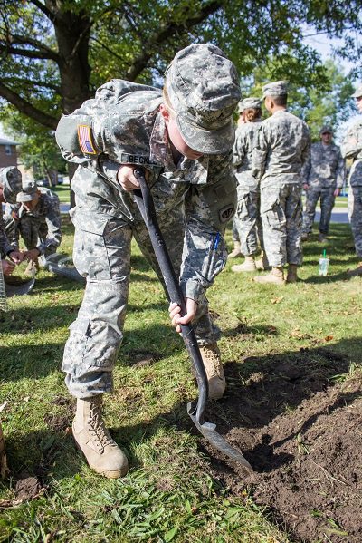 [Beckel] Digging to plant a tree at our armory in dedication to SSG [Tim] Touchett after he passed away. WVM.OH2238.