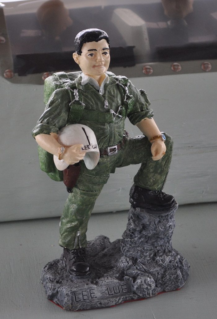 Photo of figurine of Lee Lue, a famous pilot of the Royal Lao Air Force, hand painted