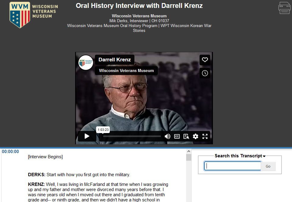Darrell Krenz' oral history interview page