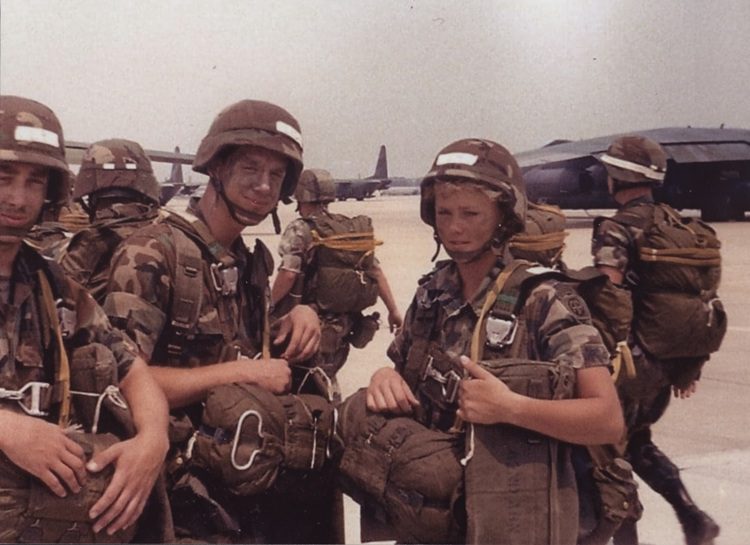 Photograph of Jamie Gular and fellow soldiers.