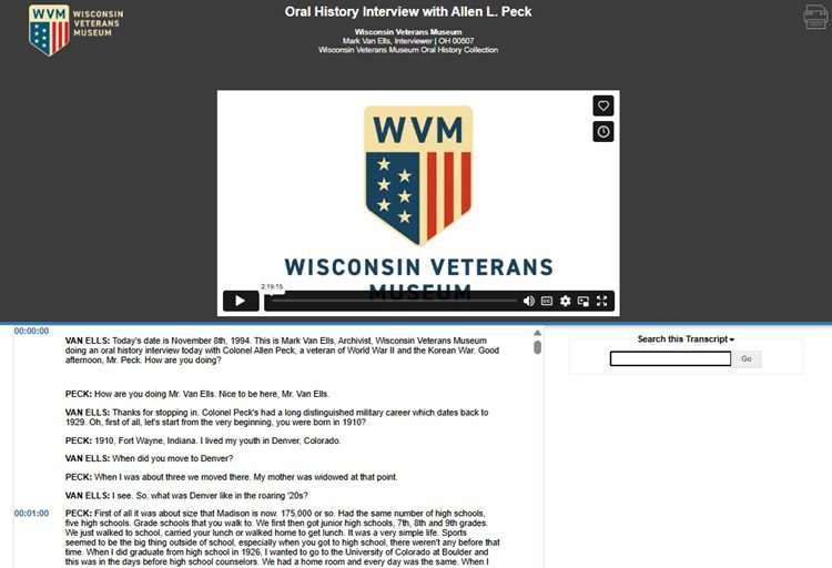 Screenshot of media player for interview