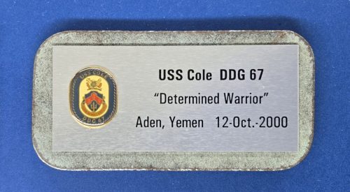 Hull fragment of the USS Cole presentation lette
